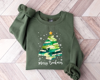 Christmas Book Tree Shirt, Christmas Gift For Teacher, Book Lovers Christmas Gift, School Christmas Shirt, Christmas Sweatshirt, Book Tree