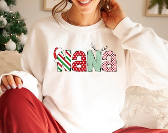 Nana Christmas Sweatshirt and Hoodie, Gift for Mom, Christmas Party Tee, Cute Christmas Gift For Nana, Grandma Claus Shirt,Xmas Nana Shirt