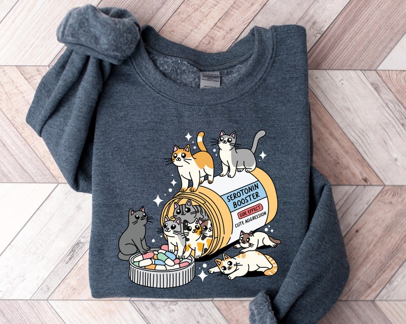 Antidepressant Cat Sweatshirt, Cat Mom Sweater, Funny Cat Shirt, Cat Lover Gift, Therapist Shirt, Cat Owner Gift, Mental Health Matter Shirt image 3