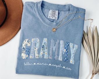 Comfort Colors® Custom Floral Grammy Shirt, Gift for Gigi, Grammy Gift, Cute Gigi Tshirt, Grammy Announcement, Grandmother Shirt, Faux Patch