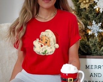 Christmas Tee, Old Fashioned Santa Claus, Retro Santa Claus Design on premium unisex shirt, plus sizes available