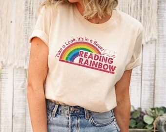 Reading Rainbow Shirt, Retro Librarian Shirt, Teacher Appreciation Shirt, Retro Comfort Rainbow School Shirt, Book Lover Gift, Bookworm Tee