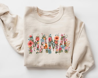 Floral Mama Sweatshirt and Hoodie, Cute Mom Sweatshirt, Mother's Day Gift, Mommy Shirt, New Mom Gift, Gift for Mother, Mama Shirt