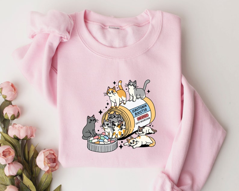 Antidepressant Cat Sweatshirt, Cat Mom Sweater, Funny Cat Shirt, Cat Lover Gift, Therapist Shirt, Cat Owner Gift, Mental Health Matter Shirt image 4