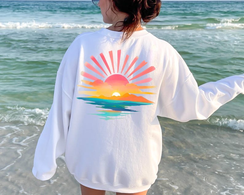 Retro Sunshine Hoodie, Retro Sunset Rays Wavy Back Sweatshirt, Sun Rays Sweater, Beachy Vibes, Retro Summer Time , Sunset Sweatshirt bild 7
