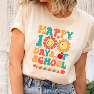 Happy 100 Days Of School Shirt, Teacher Shirt Sweatshirt, School Day Teacher, Teacher Leopard, Elementary Teacher Groovy Cute Teacher Shirt