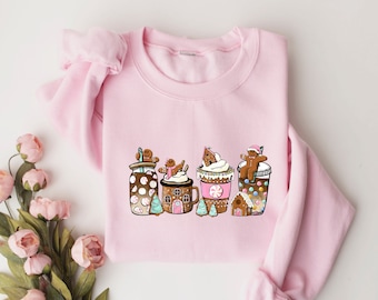 Gingerbread Christmas Coffee Sweatshirt, Christmas Coffee Sweater, Holiday Sweater, Xmas Tee, Coffee Lover Gift, Gingerbread Sweatshirt