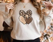 Leopard Heart Doodles Sweatshirt and Hoodie, Leopard Heart
