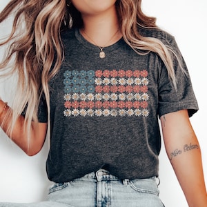 Retro American Flag Shirt, 4th of July Shirts, Womens Fourth of July Shirt, USA Graphic Tee, Patriotic Shirt, Independence Day Gift, USA Tee