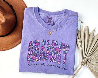 Comfort Colors® Custom Floral Grammy Shirt, Gift for Gigi, Grammy Gift, Cute Gigi Tshirt, Grammy Announcement, Grandmother Shirt, Faux Patch