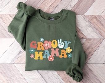 Groovy Mama Sweatshirt and Hoodie, Birthday Groovy Retro Wild Shirts, Retro Camp Girl Birthday, Retro Mom Tee, Flower Momma Shirt, 70s Mama