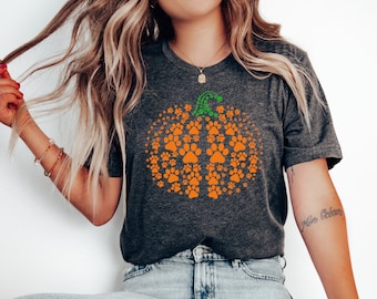 Paw Pumpkin Shirt, paw print shirt, pumpkin dog shirt, dog halloween shirt,retro pumpkin, Halloween Shirt, Halloween Sweatshirt,Thanksgiving