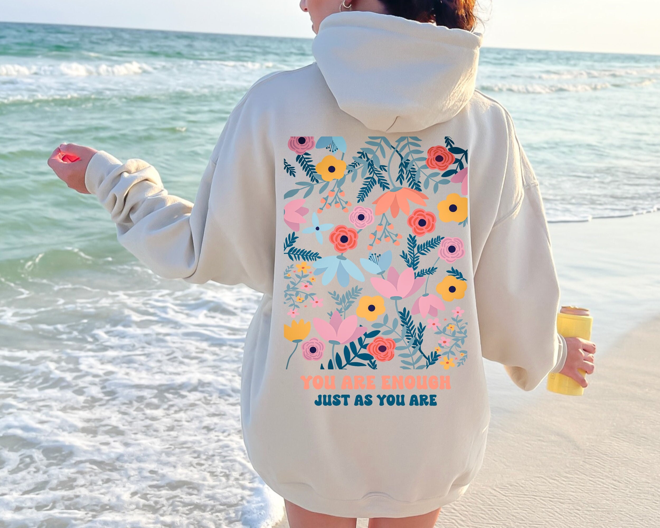 トップス Archive Good Enough Design Hoodie You Are Enough Hoodie (Black Print) – Busy Bee Graphix