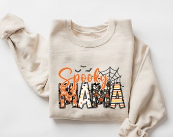 Retro Halloween Spooky Mama Sweatshirt and Hoodie, Halloween Mama Shirt, Cute Grandma Ghost Shirt, Spooky Mama Shirt, Family Halloween