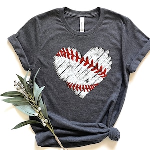 Baseball Distress Heart Shirt, Baseball Shirt, Baseball Mom Shirt, Baseball Heart Shirt, Baseball Sublimation Shirt, Sports Mom Shirt