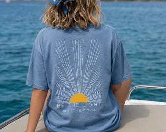 Comfort Colors® Be The Light Matthew 5:14 Shirt, Inspirational T-shirt, Christian Outfit, Faith Tee, Religious Clothing, Bible Verse Gifts
