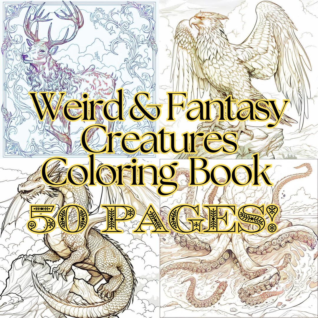 Printable Weird and Fantasy Creatures Coloring Book - Digital Download ...