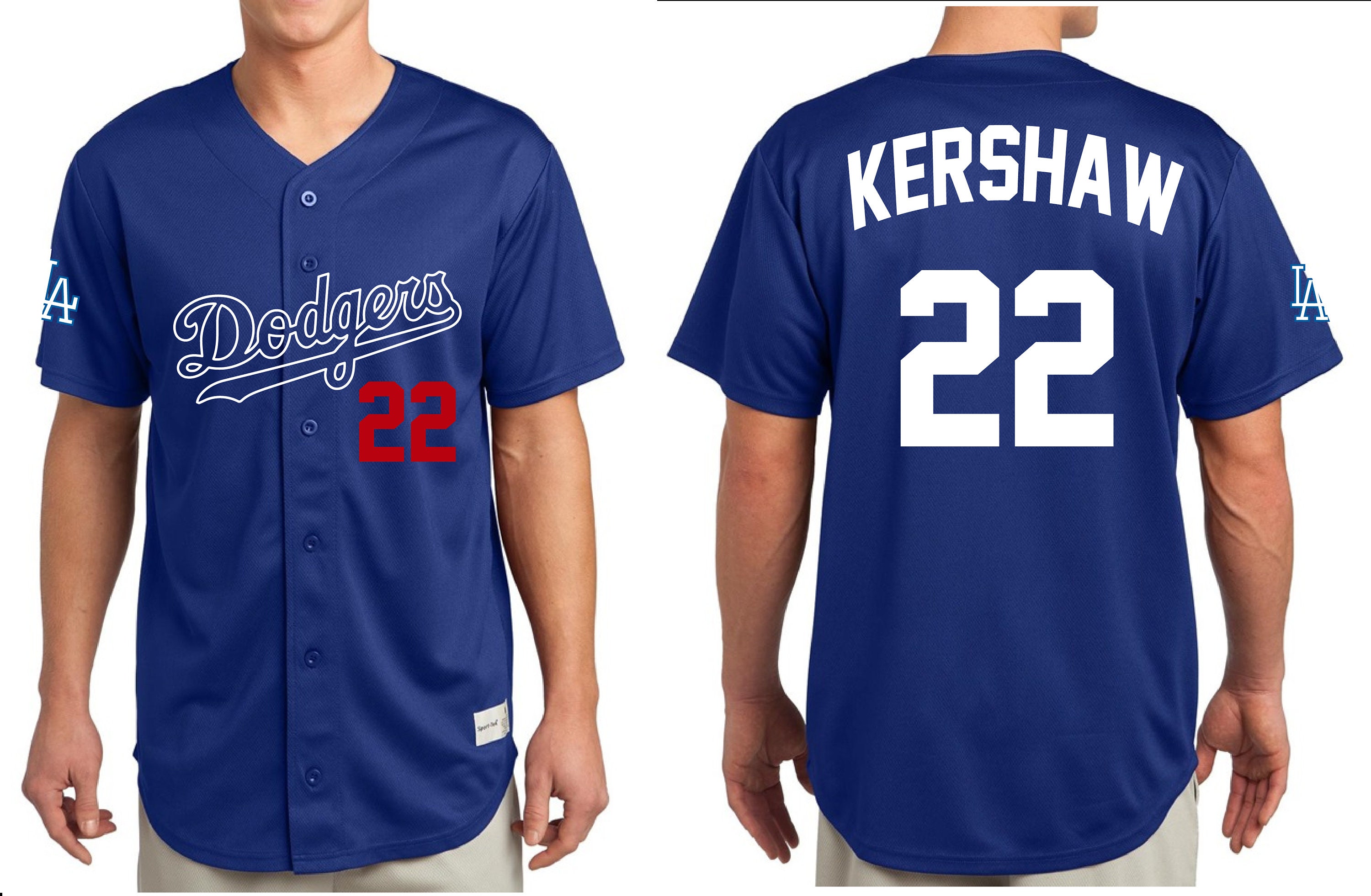 Los Angeles Dodgers Royal Blue Baseball Jersey Full Button 