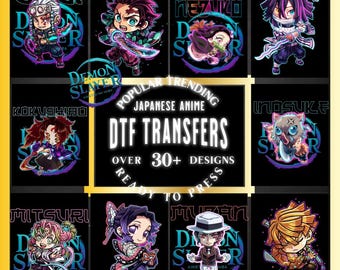Popular Trending Anime DTF Transfers, Japanese dark fantasy Chibi NEO graphics, Shirt Art iron on, Ready To Press dtf decal 2025