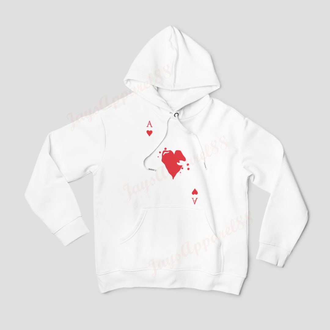 Ace Red Heart Card White Hoodie Unisex - Etsy