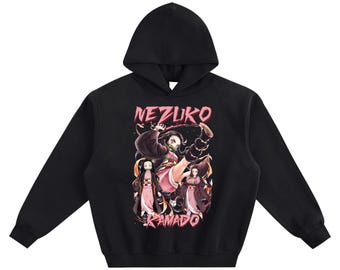 Premium Hoodie Unisex Popular Trending Anime Vampire girl in pink kimono Graphic Fleeced Boxy heavyweight 10.3oz