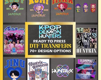 K Pop Demon hunter DTF Transfers, Huntrix, SAJA Boys, Korean Anime Idol Prints, Shirt Art iron on, Ready To Press DTF