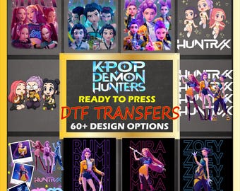 K Pop Demon hunter DTF Transfers, HUNTRIX edition, Korean Anime Idol Prints, Shirt Art iron on, Ready To Press dtf