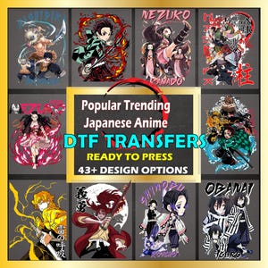 Popular Trending Anime DTF Transfers, Japanese dark fantasy graphics, Shirt Art iron on, Ready To Press dtf decal 2025
