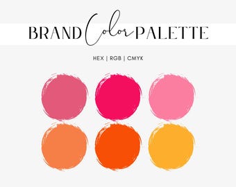 Sun-Kissed Petals Color Palette, Bright Pink Orange, Warm Brand Colors for Design, Social Media, Marketing, Packaging, Hex Codes, RGB, CMYK