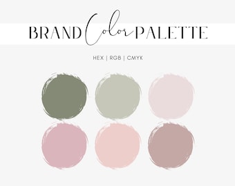 Blush Pink Sage Green Color Palette, Aesthetic Earthy Tones for Branding, Logos, Marketing, Procreate, Canva Compatible Hex Codes, RGB, CMYK
