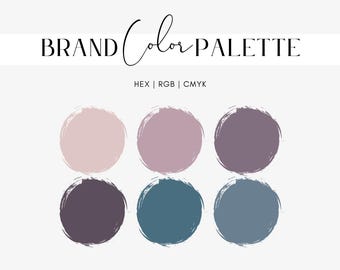 Lila-Teal-Farbpalette, Designer-Branding für kleine Unternehmen, Website- und Social Media-Farbthemen, Hex-Codes, RGB, CMYK, Markenidentität
