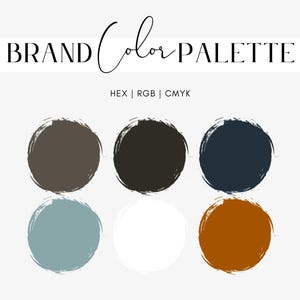 Rich Brown, Dark Blue, Teal, White, Espresso Branding Color Palette, Moody Brand Colors for Website and Social Media, Hex Codes, RGB, CMYK