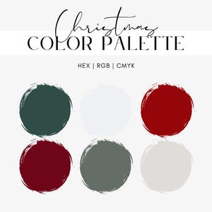 Paleta kolorów świątecznych, branding świąteczny, opakowania, zimowe kolory marki czerwony, zielony, biały, srebrny kody szesnastkowe, RGB, CMYK, do użytku z Procreate