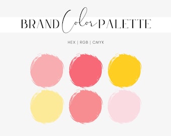 Pink Lemonade Color Palette, Vibrant Branding Design, Website Color Scheme, Bright Hex Codes, RGB, CMYK, Colorful Small Business Brand