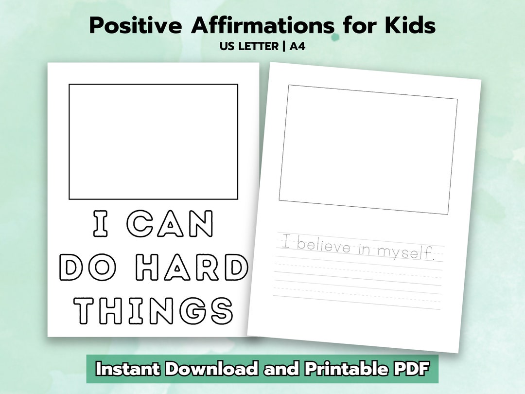 Printable Affirmations for Kids Coloring and Handwriting - Etsy
