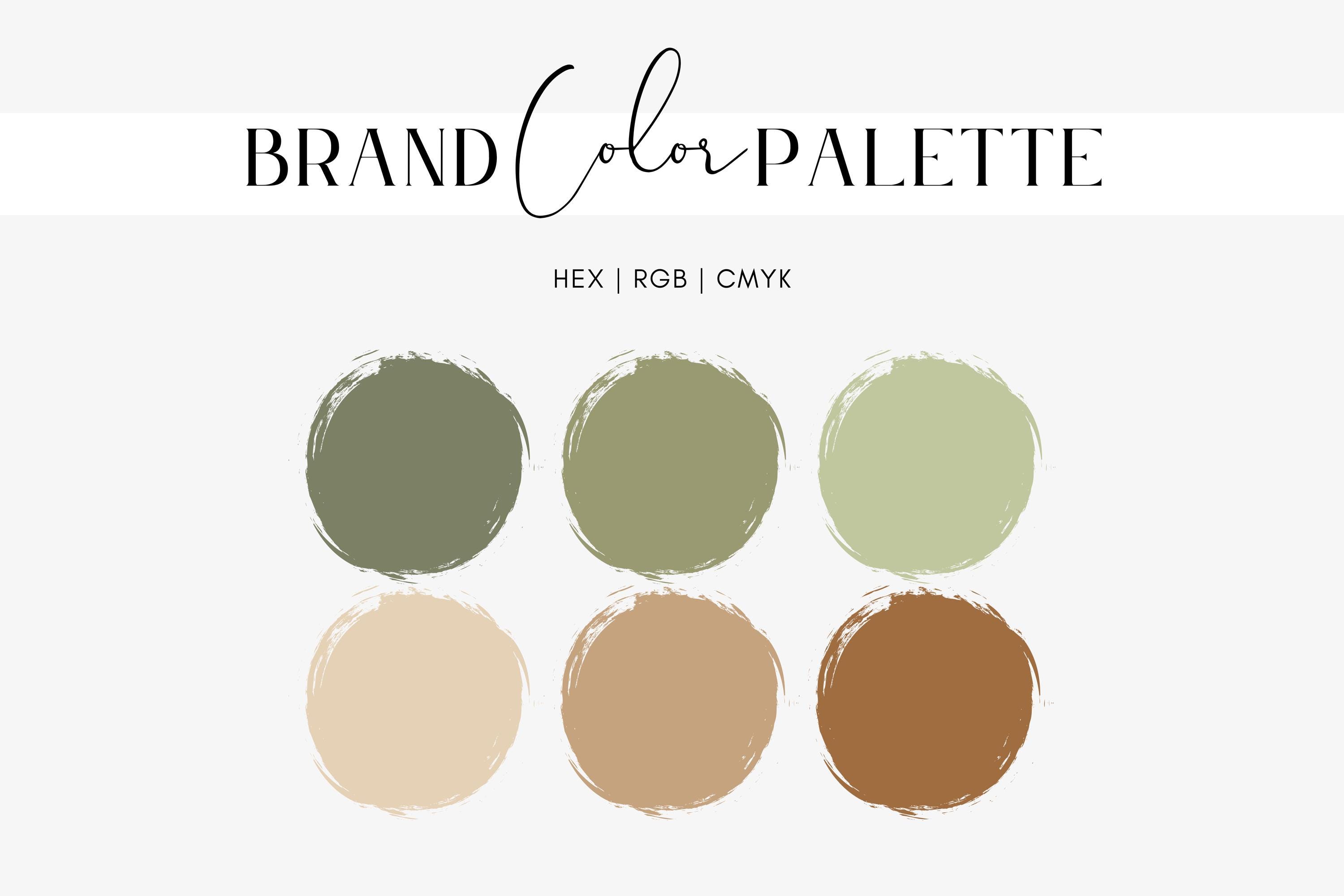 Paleta de colores naturales: verde salvia, oliva, matcha, champán, tostado,  siena tostado, tonos tierra estéticos, marca bohemia, códigos  hexadecimales, RGB, CMYK - Etsy México, image size:3000x2000