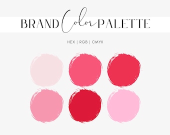 Klarrosa nyanser, Blush Rose färgpalett, Alla hjärtans dag-märkesfärger, Sociala medier, Förpackning, Canva, Procreate, Hexkoder, RGB, CMYK
