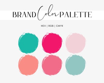 Pink Teal Color Palette for Branding Design, Bright Color Scheme for Website, Hex Codes, RGB, CMYK, Small Business Brand Kit