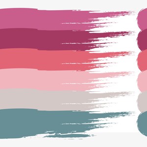 Livfull rosa, röd, blågrön färgpalett, varumärkesfärger, marknadsföring, webbplats, sociala medier, kompatibel med Canva och Procreate, hexagonkoder, RGB, CMYK bild 6