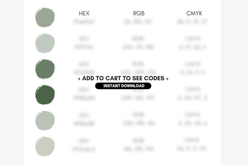 Soft and Dark Green Color Palette for Branding, Pastel Hex Codes, RGB ...