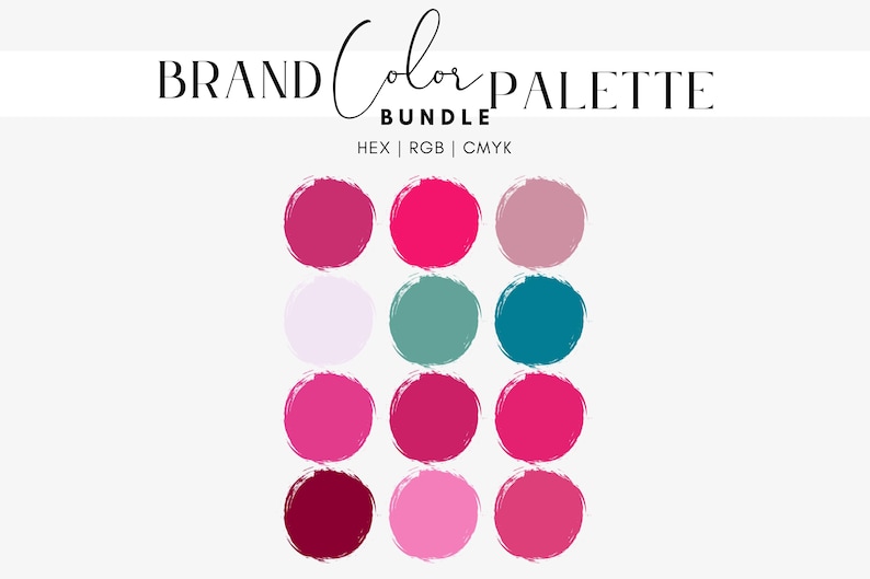 Peony Color Code Bright Peonies and Fuchsia Color Palette, Small Business Branding ...