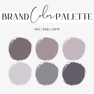 Soft Purple Color Palette, Digital Branding Design, Moody Brand Colors for Website, Winter Theme Hex Codes, RGB, CMYK, Instant Download