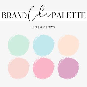 Pastel Color Palette, Digital Branding Design, Green, Blue, Peach, Soft Brand Colors for Website, Hex Codes, RGB, CMYK, Instant Download