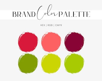 Cherry Limeade Color Palette, Bright and Happy Brand Colors, Vibrant Website Color Scheme, Red and Lime Green Shades, Hex Codes, RGB, CMYK