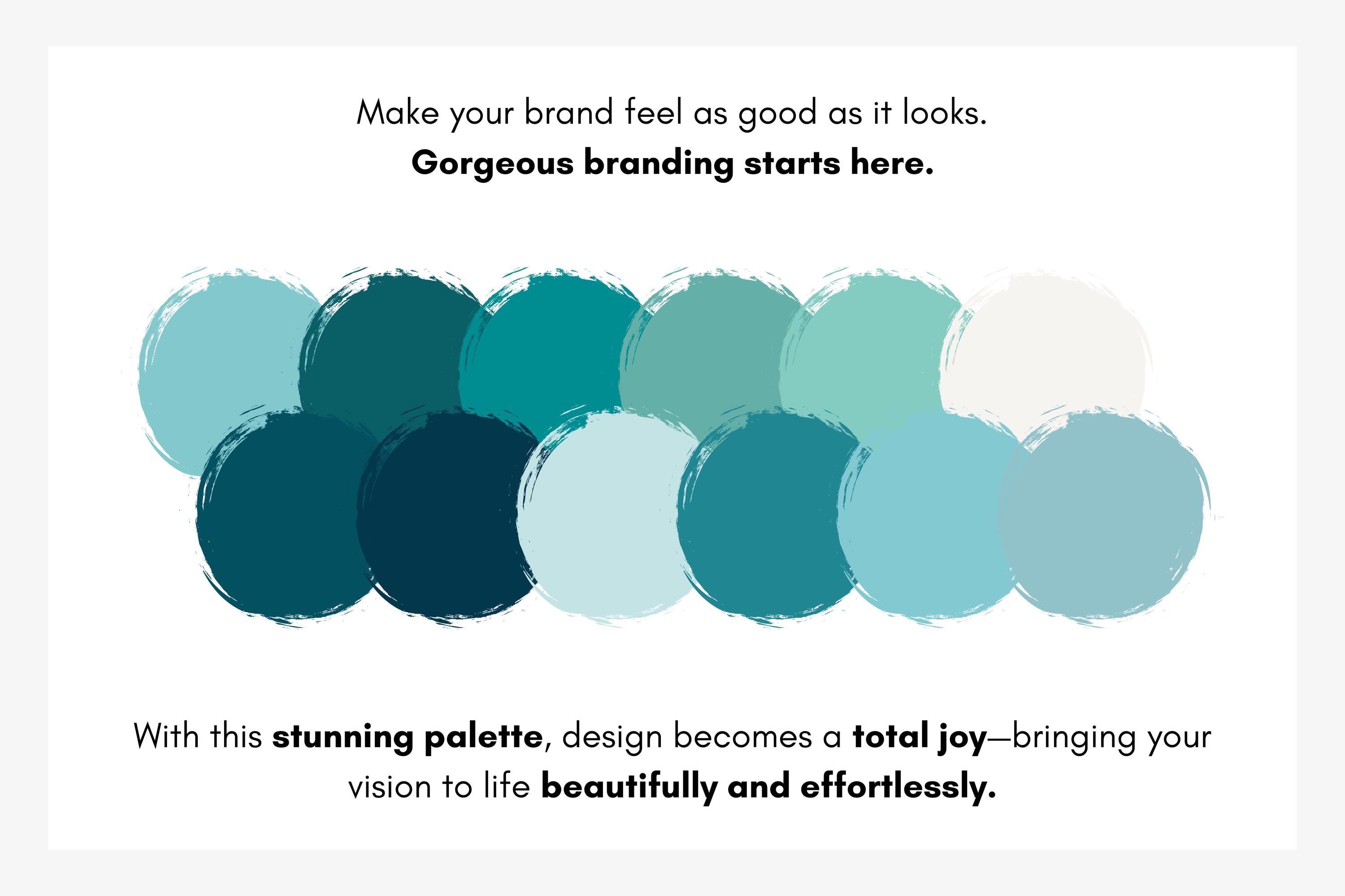 Turquoise Shades Color Palette Bundle, Dark Teal, Midnight Blue, Pale ...
