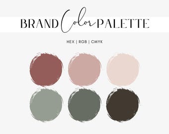 Mauve und Sage grüne Farbpalette, natürliches Farbthema, Branding für Website und Social Media, Hex Codes, RGB, CMYK, Instant Download