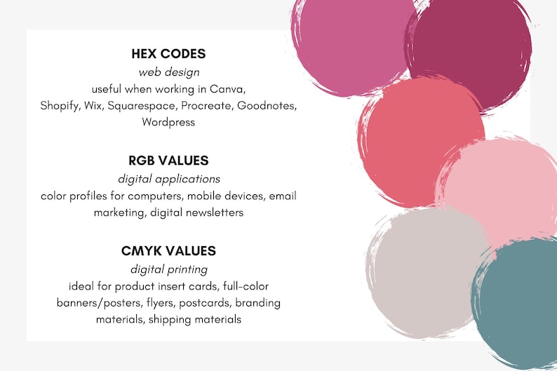 Livfull rosa, röd, blågrön färgpalett, varumärkesfärger, marknadsföring, webbplats, sociala medier, kompatibel med Canva och Procreate, hexagonkoder, RGB, CMYK bild 3