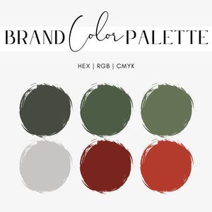 Earthy Christmas Color Palette for Branding Design, Green and Red Shades, Winter Holiday Brand Colors, Small Business, Hex Codes, RGB, CMYK