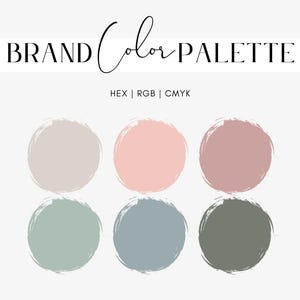May include: Brand colour palette with six colour swatches. The colours are light grey, light pink, light brown, light green, light blue, and dark green.
