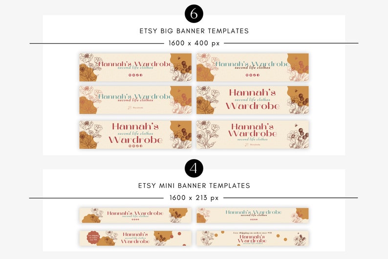 Vintage Floral Etsy Branding Kit, Canva Pro Templates (digital Download